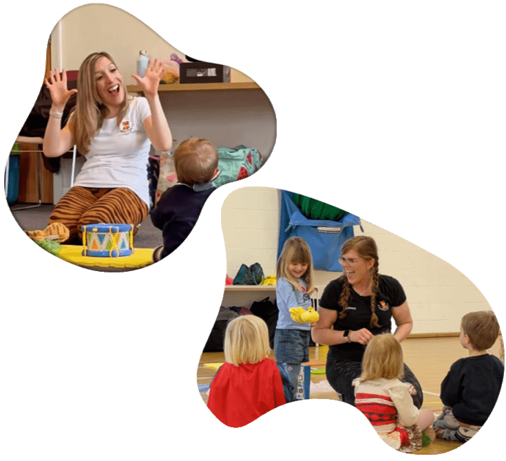 Jen and Sammy playing with kids